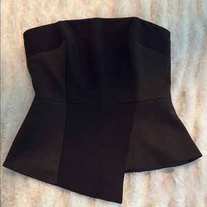 Black Crepe & Satin Strapless Top